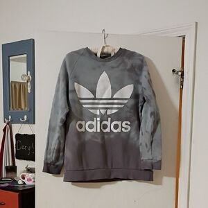 Adidas Tie-Dye Gray Sweatshirt with White Logo
